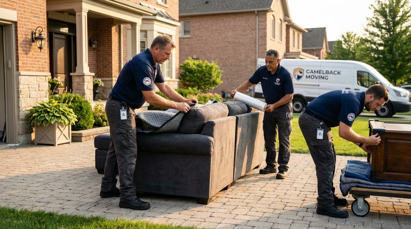 Large estate moving crew wrapping furniture in Vista, CA